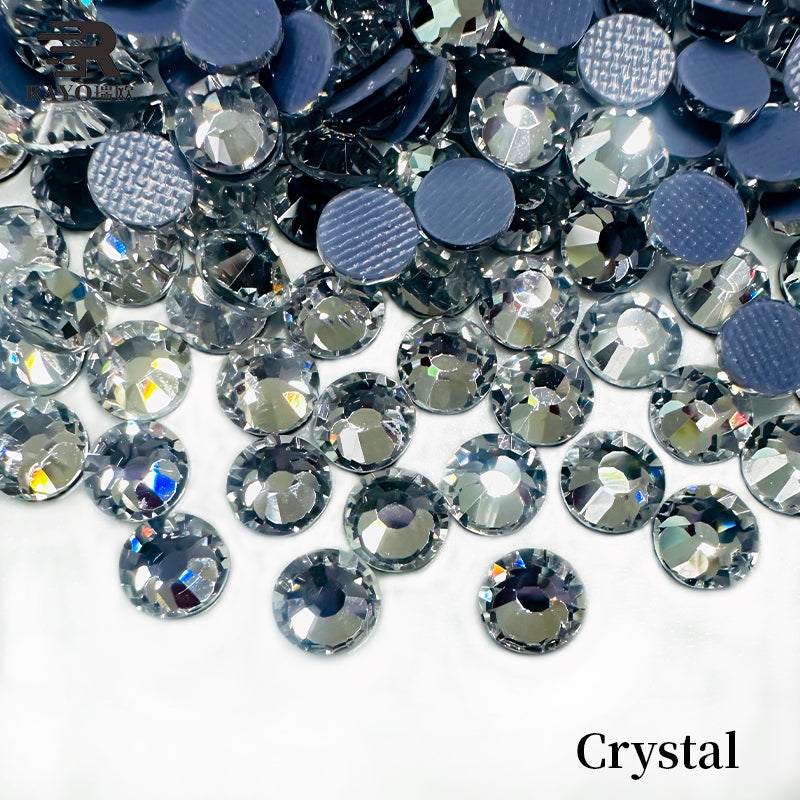 SS8 - Hot Fix Rhinestone _(Crystal Clear; Tanzanite; Lt Sapphire & Emerald) 12 Facet Cut A4 Quality