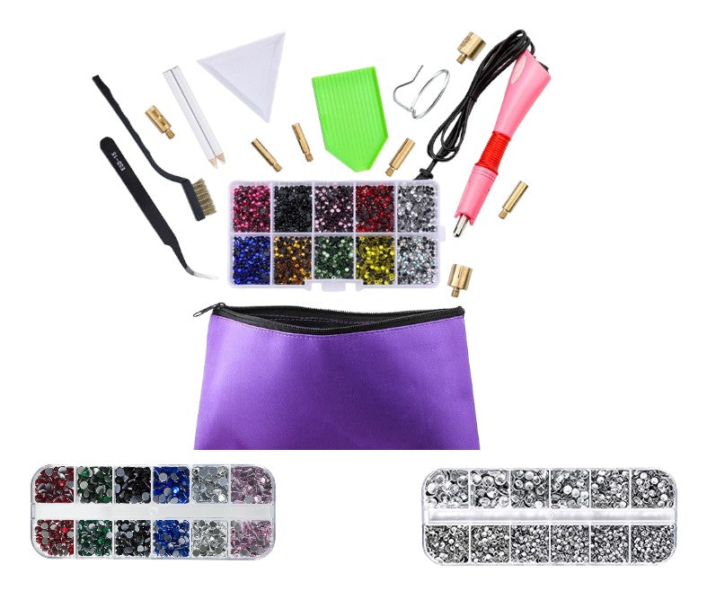 Rhinestone Kit - Including 3 boxes of Rhinestone varieties. (for setting individual hot fix stones)