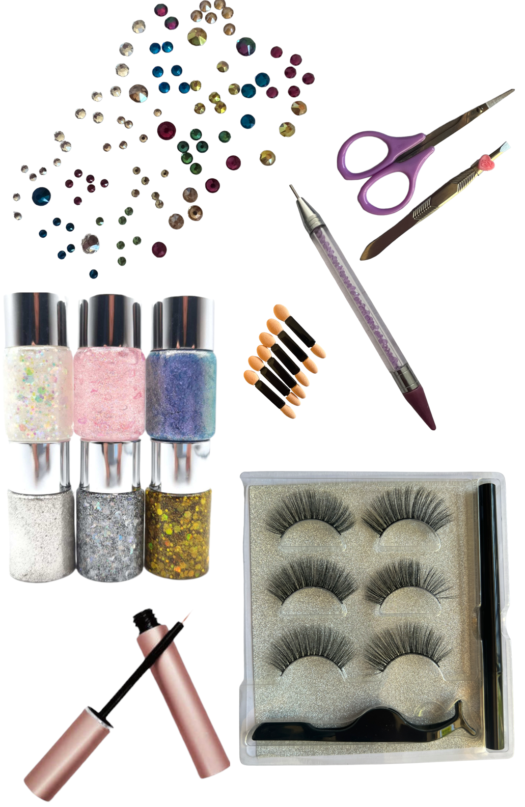 Eye Make Up Kit - Rhinestone_Glitter Gel_Magnetic Eyelashes